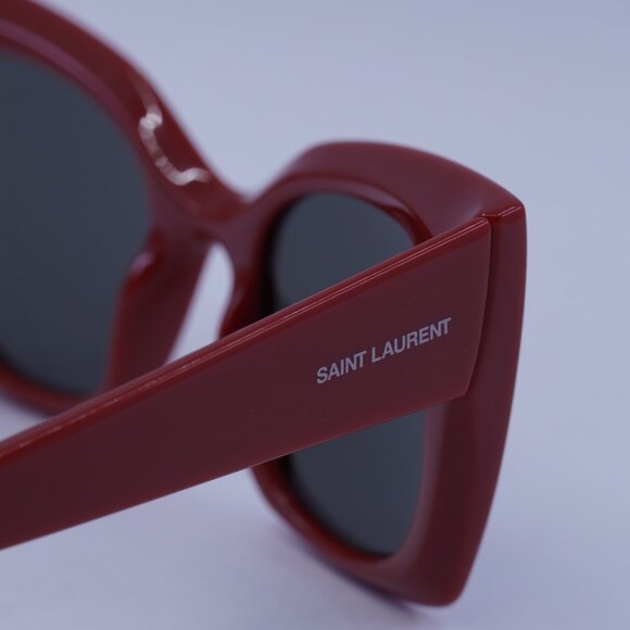 Saint Laurent SL552 010 Sunglasses Red Cat Eye Frame, Grey Lenses - Picture 9 of 11